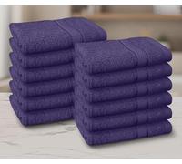 Casabella 12 Pack Flannel Face Cloth - 100% Cotton Face Towels Soft & Absorbent Super Quality Washcloths 30x30CM, Fingertip Towels for Makeup Removal & Cleansing - Purple Face Cloth