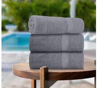Casabella Pack of 3 Super Jumbo Extra Large Bath Sheet Towels100% Cotton 90cm x 180cm_Silver