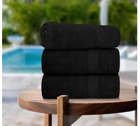 Casabella Pack of 3 Super Jumbo Extra Large Bath Sheet Towels100% Cotton 90cm x 180cm_Black