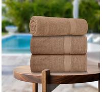 Casabella Pack of 3 Super Jumbo Extra Large Bath Sheet Towels100% Cotton 90cm x 180cm_Truffel