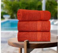 Casabella Pack of 3 Super Jumbo Extra Large Bath Sheet Towels100% Cotton 90cm x 180cm_Orange