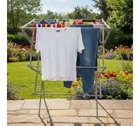 Casabella 3-Tier Clothes Airer, Foldable Iron Drying Rack with 12 Thickened Poles, Heavy-Duty Space Saving Clothes Horse for Indoor & Outdoor Use, 72x37x105cm