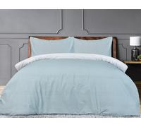 Casabella 4 Pc Luxury KingSize Duvet Cover Sets - Printed Brushed Microfiber Reversible King Size Duvet - Duvet Cover, Fitted Sheet & 2 Pillowcase - Soft & Durable Duvet Set - Pinstripe Blue Bedding