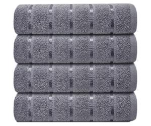 Casabella 4 Pk Bath Sheet Towel Set 80x140 cm-Luxury 100% Cotton, Highly Absorbent & Hotel Quality Towel-Extra Large Bath Towels, Super Soft Bathroom Towels Set of 4 Silver Jumbo Bath Sheets