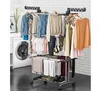 Casabella 4-Tier Foldable Clothes Airer, Large Indoor Drying Rack Tower with Wheels, Sturdy Stainless-Steel Clothes Horse for Laundry Room & Bedroom, 75x64x170cm