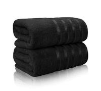 Casabella Bath Sheets - Luxury 2 Pack Bathsheet 90x180 cm - 100% Cotton Towels - Quick Dry Extra Large Bath Towel - Super Soft Highly Absorbent Jumbo Bath Sheet - Large Bathroom Towels - Black