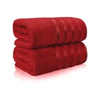 Casabella Bath Sheets - Luxury 2 Pack Bathsheet 90x180 cm - 100% Cotton Towels - Quick Dry Extra Large Bath Towel - Super Soft Highly Absorbent Jumbo Bath Sheet - Large Bathroom Towels - Red