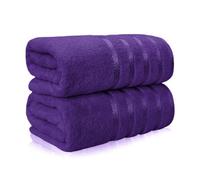 Casabella Bath Sheets - Luxury 2 Pack Bathsheet 90x180 cm - 100% Cotton Towels - Quick Dry Extra Large Bath Towel - Super Soft Highly Absorbent Jumbo Bath Sheet - Large Bathroom Towels - Purple
