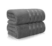 Casabella Bath Sheets - Luxury 2 Pack Bathsheet 90x180 cm - 100% Cotton Towels - Quick Dry Extra Large Bath Towel - Super Soft Highly Absorbent Jumbo Bath Sheet - Large Bathroom Towels - Silver
