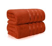 Casabella Bath Sheets - Luxury 2 Pack Bathsheet 90x180 cm - 100% Cotton Towels - Quick Dry Extra Large Bath Towel - Super Soft Highly Absorbent Jumbo Bath Sheet - Large Bathroom Towels - Orange