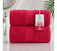 CB CASABELLA 2 Piece Jumbo Bath sheet 100% Combed Cotton Extra Large Bath Towel bale set super Absorbent Soft Red 2 Pack 90X180 CM Bath-sheets for bathroom