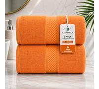 Casabella CB 2 Piece Jumbo Bath sheet 100% Combed Cotton Extra Large Bath Towel bale set super Absorbent Soft Orange 2 Pack 90X180 CM Bath-sheets for bathroom
