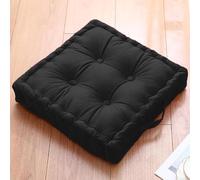 Casabella Chair Booster Seat - 45cm x 45cm Outdoor Cushions - Garden Chair, Car Seat Cushions 100% Cotton Floor Cushion - Soft Touch Seat Pad For Elderly, WheelChair, Post-Operative - Black