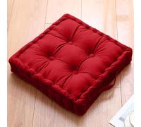 Casabella Chair Booster Seat - 45cm x 45cm Outdoor Cushions - Garden Chair, Car Seat Cushions 100% Cotton Floor Cushion - Soft Touch Seat Pad For Elderly, WheelChair, Post-Operative - Red
