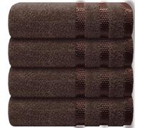 Casabella Deluxe 4 Brown Hand Towels 100% Combed Cotton Super Quality Hand Towels for Kitchen (50X90 CM) Towels Set for Bathroom Hotel Gym