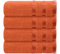 Casabella Deluxe 4 Orange Hand Towels 100% Combed Cotton Super Quality Hand Towels for Kitchen (50X90 CM) Towels Set for Bathroom Hotel Gym