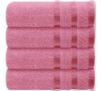 Casabella Deluxe 4 Pink Hand Towels 100% Combed Cotton Super Quality Hand Towels for Kitchen (50X90 CM) Towels Set for Bathroom Hotel Gym