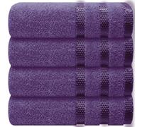 Casabella Deluxe 4 Purple Hand Towels 100% Combed Cotton Super Quality Hand Towels for Kitchen (50X90 CM) Towels Set for Bathroom Hotel Gym