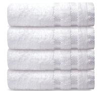 Casabella Deluxe 4 White Hand Towels 100% Combed Cotton Super Quality Hand Towels for Kitchen (50X90 CM) Towels Set for Bathroom Hotel Gym