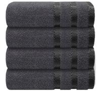 Casabella Deluxe 4 Grey Hand Towels 100% Combed Cotton Super Quality Hand Towels for Kitchen (50X90 CM) Towels Set for Bathroom Hotel Gym