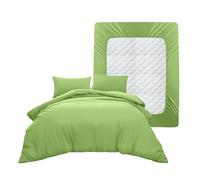 Casabella Duvet Cover Sets - 3 Pc Luxury Duvet Brushed Microfiber Single Duvet Full Set - Duvet Cover, Fitted Sheet & Pillowcase - Soft & Durable Single Duvet - Sage Bedding