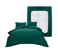 Casabella Duvet Cover Sets - 4 Pc Luxury Double Duvet Brushed Microfiber Duvet Full Set - Duvet Cover, Fitted Sheet & Pillowcase 2 Pack - Soft & Durable Double Duvet Set - Jade Bedding