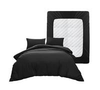 Casabella Duvet Cover Sets - 4 Pc Luxury Double Duvet Brushed Microfiber Duvet Full Set - Duvet Cover, Fitted Sheet & Pillowcase 2 Pack - Soft & Durable Double Duvet Set - Black Bedding