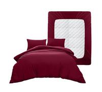 Casabella Duvet Cover Sets - 4 Pc Luxury Super King Duvet Set Brushed Microfiber Duvet Full Set - Duvet Cover, Fitted Sheet & Pillowcase 2 Pack - Soft & Durable Super King Duvet Set - Burgundy Bedding