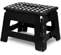 Casabella Kids Folding Step Stool 9" - Lightweight & Sturdy Foldable Step Stool for Kids & Adults - Non-Slip Plastic Folding Stool with Carry Handle, Ideal for Kitchen, Bathroom & Bedroom Black