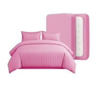 Casabella King Size Duvet Cover Sets - 4 Pc Luxury Duvet Brushed Microfiber Full Set - Duvet Cover, Fitted Sheet & Pillowcase 2 Pack- Soft & Durable Duvet King Size Set - Stripe Pink Bedding