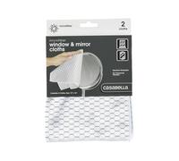 Casabella Lint-Free Microfiber Glass and Mirror Cleaning Cloths, White/Black (Set of 2)