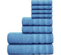 Casabella Luxury 100% Egyptian Cotton Towel Bale - 8 Pieces - 550 Gsm Xlarge Sizes_Blue_8 Pieces Set