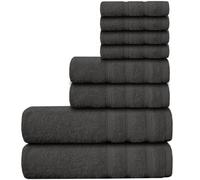 Casabella Luxury 100% Egyptian Cotton Towel Bale - 8 Pieces - 550 Gsm Xlarge Sizes_Grey_8 Pieces Set