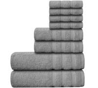 Casabella Luxury 100% Egyptian Cotton Towel Bale - 8 Pieces - 550 Gsm Xlarge Sizes_Silver_8 Pieces Set