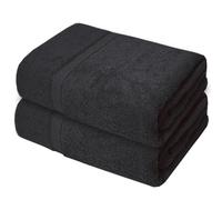 Casabella Luxury 2-Piece Bath Sheets Towels Extra Large 90x150cm, Super Soft 100% Cotton Extra Large Bath Towel Set, Highly Absorbent & Quick Dry Bath Set, Travel Towel, Bathroom Towels (Black)