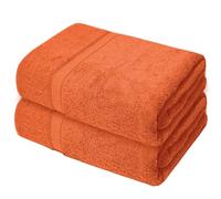 Casabella Luxury 2-Piece Bath Sheets Towels Extra Large 90x150cm, Super Soft 100% Cotton Extra Large Bath Towel Set, Highly Absorbent & Quick Dry Bath Set, Travel Towel, Bathroom Towels (Orange)