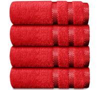 Casabella Luxury 4 Red Hand Towels Splendid Quality - 100% Cotton Hand Towels for Bathroom (50X90 CM) -Towels for Kitchen, Hotel, Gym