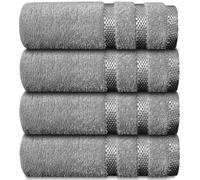 Casabella Luxury 4 Silver Hand Towels Splendid Quality - 100% Cotton Hand Towels for Bathroom (50X90 CM) - Towels for Kitchen, Hotel, Gym