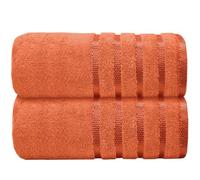 Casabella Luxury Bath sheets 90x180 cm 100% Cotton - Pack of 2 Bath Towels Large Set Clearance - Soft Highly Absorbent Bathroom Towels - Orange Bath Sets