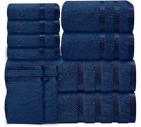 Casabella Luxury Bath Towel Set- 10 Piece Towels for Bathroom100% Cotton-2 Bath Towels, 2 Hand Towels, 4 Face cloth & 2 Body Wash Gloves Highly Absorbent Hotel Quality Towel Bale Set Royal