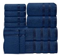 Casabella Luxury Bath Towel Set- 10 Piece Towels for Bathroom100% Cotton-2 Bath Towels, 2 Hand Towels, 4 Face cloth & 2 Body Wash Gloves Highly Absorbent Hotel Quality Towel Bale Set Royal