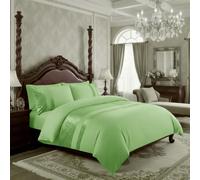 Casabella Luxury Crushed Velvet Panel Band Duvet Cover Sets with Pillow Case King Size Duvet Cover Bedding Set - Sage Green Crush Velvet King Duvet Cover Sets
