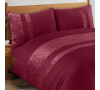 Casabella Luxury Crushed Velvet Panel Band Duvet Cover Sets With Pillow Case Single Duvet Cover Bedding Set Burgundy