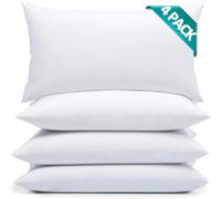 Casabella Luxury Goose Feather & Down Pillows - Pillows 4 Pack - Premium Quality, 100% Cotton Shell, Hypoallergenic, Hotel Pillows, Medium & Soft Firmness, UK Standard Pillows (48x74cm)