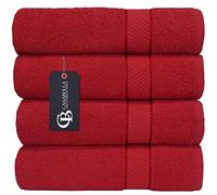 Casabella Luxury Pack Of 4 Bath Sheet 100% Egyptian Cotton Super Soft towel_Red