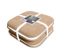 Casabella Memory Foam Chair Cushion Non Slip Back, Round Square Honeycomb Pattern Set of 4 Chair Pads,Durable Seat Cushions for Dinning Chairs, Office Desk & Patio-16x16 Beige Memory Foam Seat Cushion