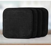 Casabella Memory Foam Chair Cushion Non Slip Back, Round Square Honeycomb Pattern Set of 4 Chair Pads,Durable Seat Cushions for Dinning Chairs, Office Desk & Patio-16x16 Black Memory Foam Seat Cushion
