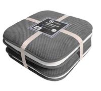 Casabella Memory Foam Chair Cushion Non Slip Back, Round Square Honeycomb Pattern Set of 4 Chair Pads, Durable Seat Cushions for Dinning Chairs, Office Desk & Patio-16x16 Grey Memory Foam Seat Cushion