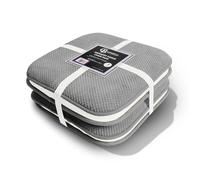 Casabella Memory Foam Chair Cushion Non Slip Back, Round Square Honeycomb Pattern Set of 4 Chair Pads,Durable Seat Cushion for Dinning Chairs, Office Desk & Patio-16x16 Silver Memory Foam Seat Cushion