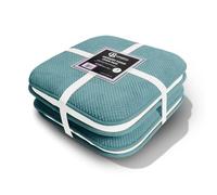 Casabella Memory Foam Chair Cushion Non Slip Back, Round Square Honeycomb Pattern Set of 4 Chair Pads, Durable Seat Cushions for Dinning Chairs, Office Desk & Patio-16x16 Teal Memory Foam Seat Cushion
